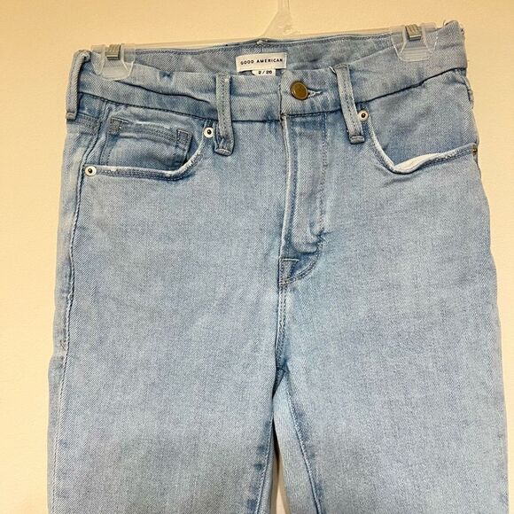 Good American Cigarette Raw Hem Light Wash Jeans 2 Women - Picture 3 of 11